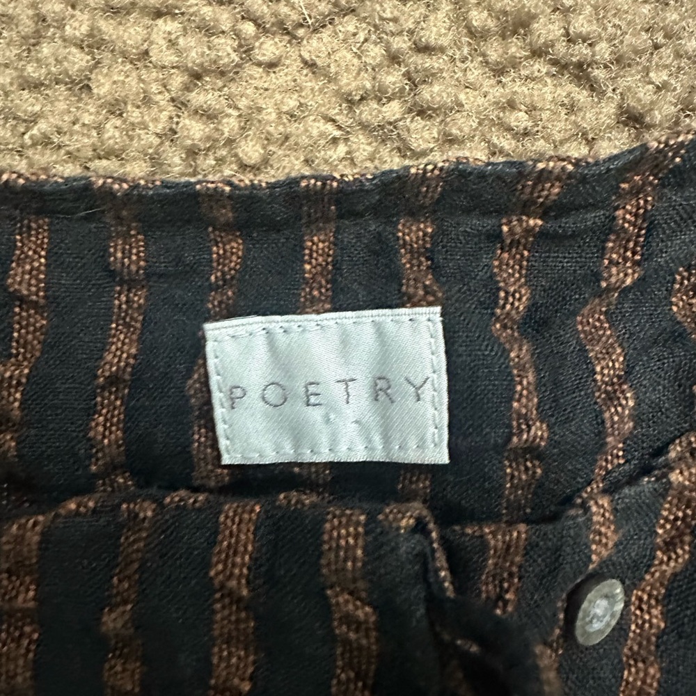 Poetry Button Down Shirt - Black and Brown Stripes - Picture 2 of 8